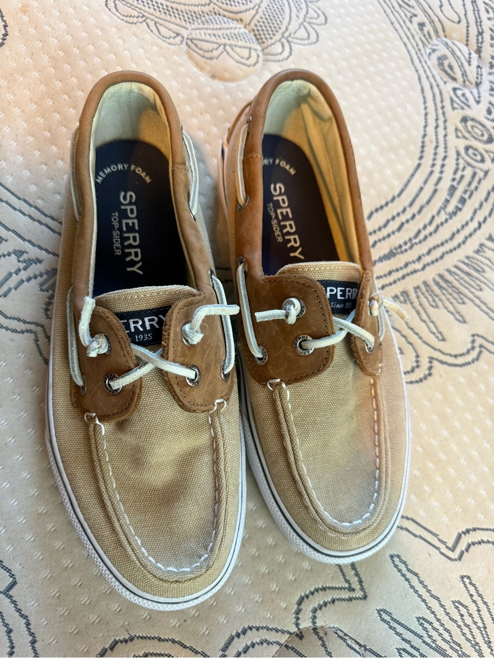 Sperry Men's Tan Canvas & Suede Boat Shoes men’s 8